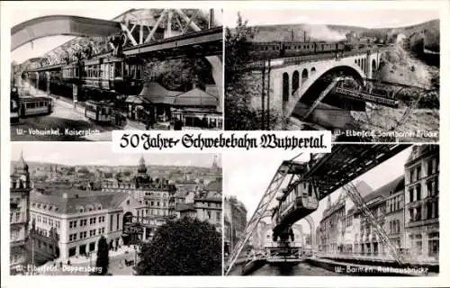 Ak Wuppertal, Schwebebahn, Kaiserplatz, Döppersberg, Rathausbrücke