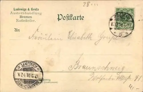 Jugendstil Ak Bremen, Rathskeller, Kaisersaal, Austernhandlung Ludewigs & Grote