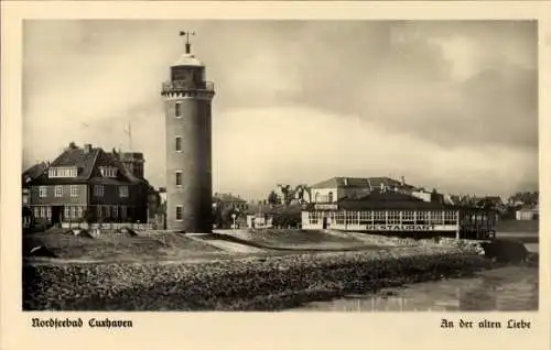 Ak Cuxhaven, Blick auf den Ort, Restaurant, Leuchtturm