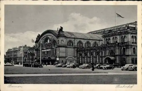 Ak Hansestadt Bremen, Blick auf den Bahnhof, Straßenseite