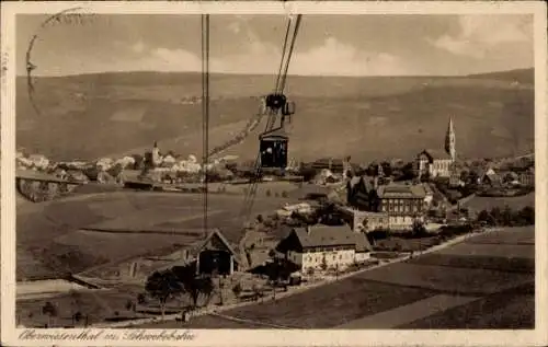 Ak Oberwiesenthal im Erzgebirge Sachsen, Blick auf den Ort und Schwebebahn