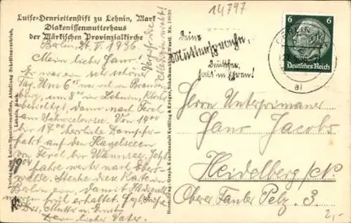 Ak Lehnin, Luise Henriettenstift, Diakonissenmutterhaus, Königshaus