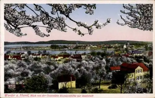 Ak Werder an der Havel, Inselstadt, Blick von der Gaststätte Bismarckhöhe