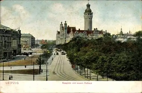 Ak Leipzig in Sachsen, Rossplatz mit neuem Rathaus