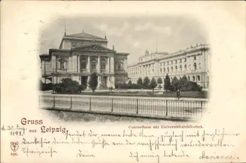 Ak Leipzig in Sachsen, Konzerthaus, Universitätsbibliothek