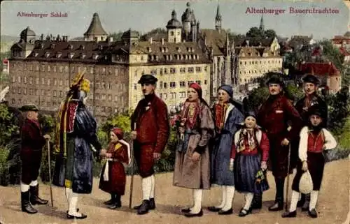 Ak Altenburg in Thüringen, Schloss, Bauerntrachten