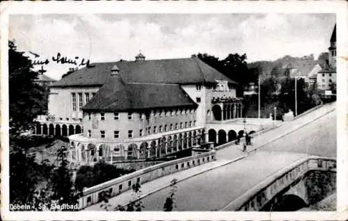 Ak Döbeln in Mittelsachsen, Stadtbad, Brücke