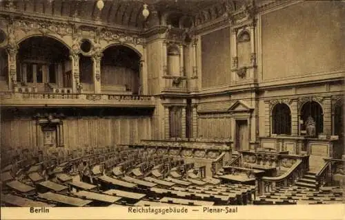 Ak Berlin Tiergarten, Reichstagsgebäude, Plenar-Saal