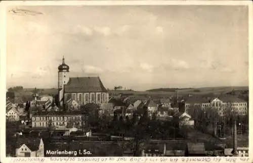 Ak Marienberg im Erzgebirge Sachsen, Teilansicht, Kirche