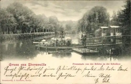 Ak Eberswalde in Brandenburg, Promenade von der Brücke an der Schwärze