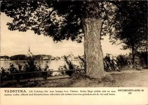 Ak Vadstena Schweden, Teilansicht, Baum