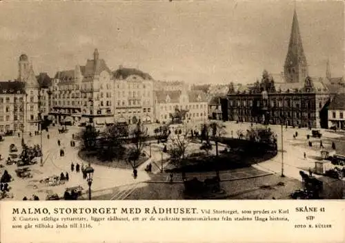 Ak Malmö Schweden, Stortorget, Rathaus