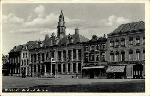 Ak Roermond Limburg Niederlande, Markt mit Rathaus