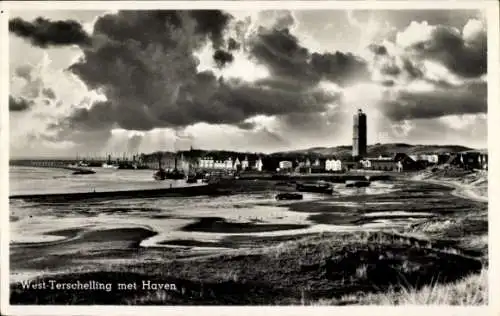 Ak West Terschelling Friesland Niederlande, Panorama, Hafen