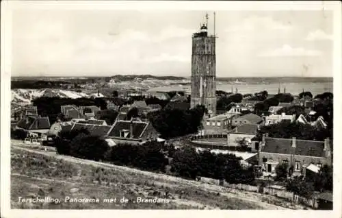 Ak West Terschelling Friesland Niederlande, Panorama, Brandaris