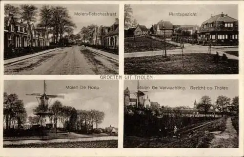 Ak Tholen Zeeland Niederlande, Molenvlietschestraat, Molen de Hoop, Plantazicht