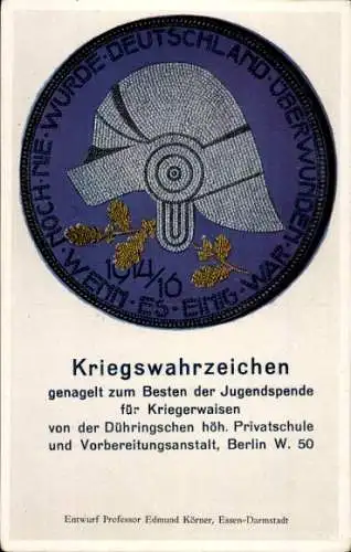 Ak Berlin, Kriegswahrzeichen, Dühringsche höh. Privatschule und Vorbereitungsanstalt