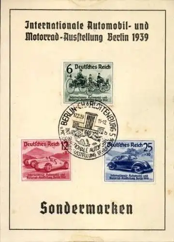 Briefmarken Ak Int. Automobil und Motorrad Ausstellung Berlin 1939, Deutsche Bank, Sparbuch