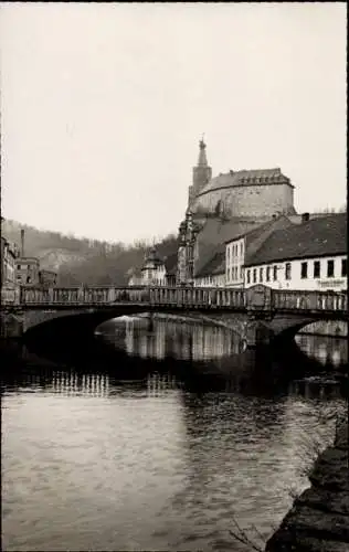 Foto Ak Weida in Thüringen, Brücke, Wasserpartie