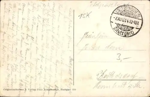 Ak Stuttgart in Württemberg, Gesamtansicht, Zeppelin
