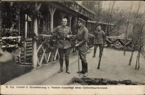 Ak Großherzog von Hessen besichtigt einen Gefechtsunterstand, I. WK