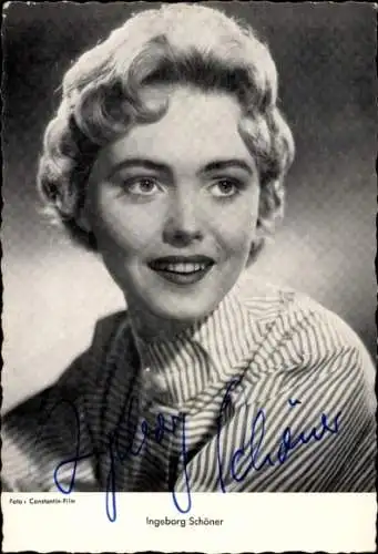 Ak Schauspielerin Ingeborg Schöner, Portrait, Autogramm