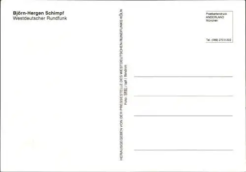 Ak Moderator Björn-Hergen Schimpf, Portrait, Autogramm, WDR