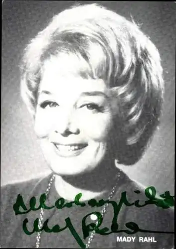 Ak Schauspielerin Mady Rahl, Portrait, Autogramm