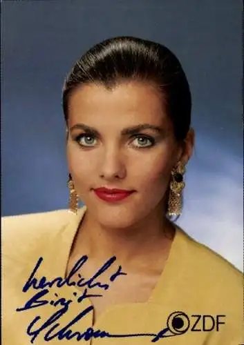 Ak Fernsehmoderatorin Birgit Schrowange, Portrait, Autogramm