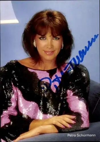 Ak Fernsehmoderatorin und Schauspielerin Petra Schürmann, Portrait, Autogramm