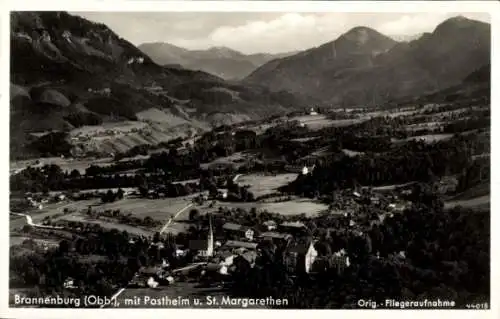 Ak Brannenburg in Oberbayern, Fliegeraufnahme, Postheim, St. Margarethen