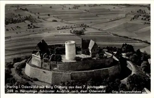 Ak Hering Otzberg im Odenwald, Burg Otzberg, Fliegeraufnahme