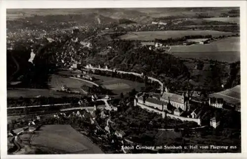 Ak Comburg Schwäbisch Hall in Württemberg, Fliegeraufnahme, Schloss Comburg, Einkorn, Steinbach