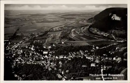 Ak Heubach in Württemberg, Heubach mit Rosenstein vom Flugzeug aus.