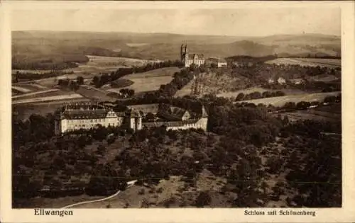 Ak  Schönenberg Ellwangen Jagst,  Schloss mit Schönenberg, Fliegeraufnahme