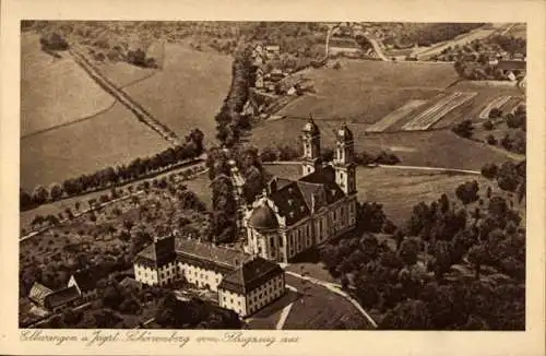 Ak Ellwangen an der Jagst, Fliegeraufnahme, Wallfahrtskirche am Schönenberg