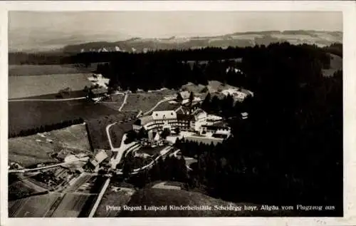 Ak Scheidegg im Allgäu Schwaben, Prinz Regent Luitpold Kinderheilstätte, Fliegeraufnahme