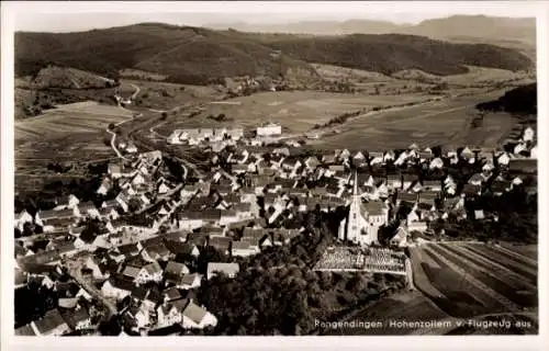 Ak Rangendingen im Zollernalbkreis,  Hohenzollern von Flugzeug aus