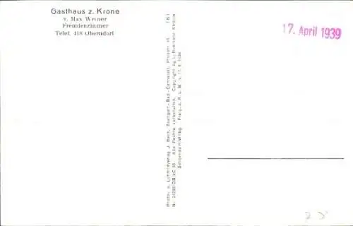 Ak Beffendorf Oberndorf am Neckar, Luftaufnahme, Gasthaus zur Krone