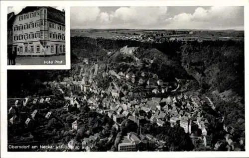 Ak Oberndorf am Neckar, Fliegeraufnahme, Hotel Post