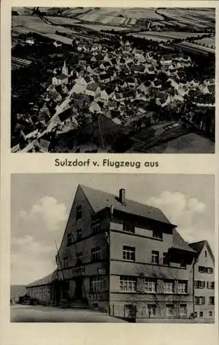 Ak Sulzdorf Schwäbisch Hall in Württemberg, Fliegeraufnahme, Gasthof Zum Rössle, Inh. F. Schurr