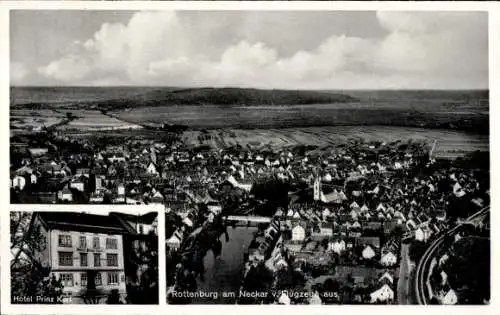 Ak Rottenburg am Neckar, Hotel Prinz Karl, Blick auf den Ort, Hotel Prinz Karl