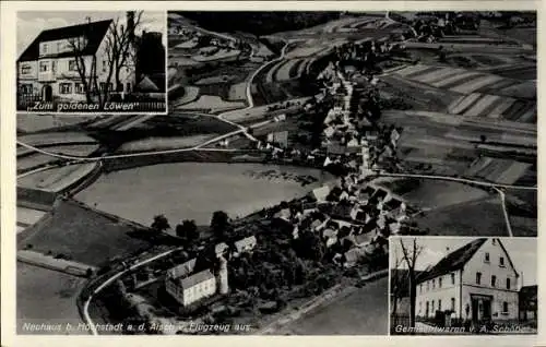 Ak Neuhaus (bei Höchstadt an der Aisch) Adelsdorf in Oberfranken, Fliegeraufnahme, Goldener Löwe