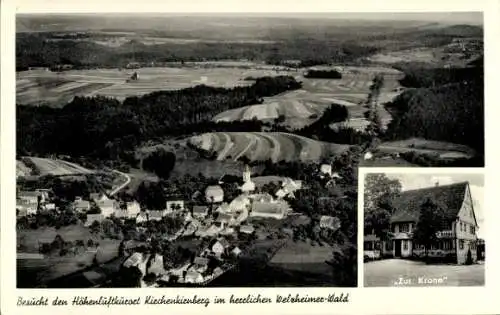 Ak Kirchenkirnberg Murrhardt in Württemberg, Fliegeraufnahme, Zur Krone