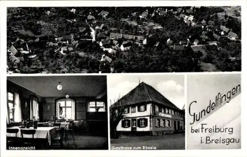 Ak Gundelfingen im Breisgau, Fliegeraufnahme, Gasthaus zum Rössle, Innenansicht