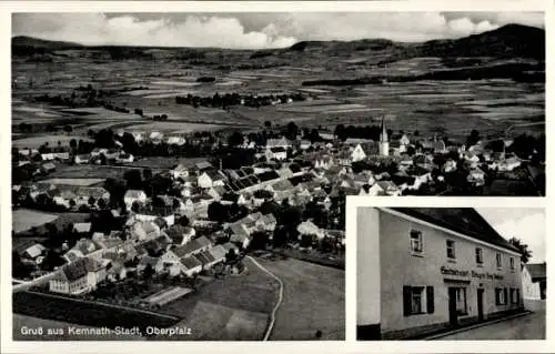 Ak Kemnath im Kreis Tirschenreuth Oberpfalz, Panorama aus der Vogelschau, Gastwirtschaft, Metzgerei