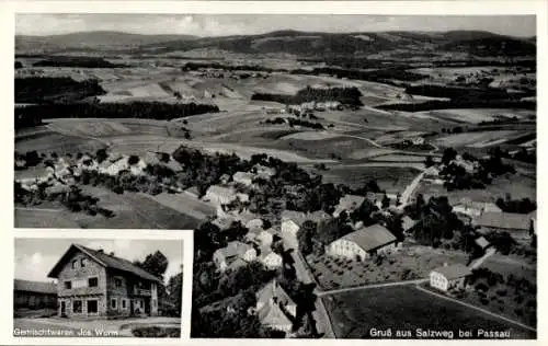 Ak Salzweg in Niederbayern, Fliegeraufnahme, Gemischtwaren Jos. Wurm