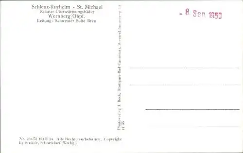 Ak Wernberg Köblitz in der Oberpfalz, Gesamtansicht, Schlenzkurheim St. Michael