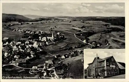 Ak Grafenhausen im Schwarzwald, Fliegeraufnahme, Gasth. z. Kranz