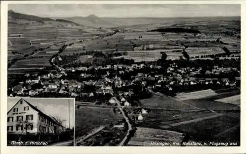 Ak Hilzingen im Hegau, Fliegeraufnahme, Gasth. z. Hirschen